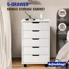 5 Drawer File Cabinet Filing Document Organiser Chest Home Office Storage White