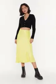 nasty gal womens skirt lime sleek havoc bias cut satin size 6 new