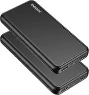 ENEGON 2-Pack Portable Charger Power Bank 10000mAh, The Phone Charger Battery with Type-C in&Out and Dual USB Output for iPhone, iPad, Galaxy S9, Tablets and More (Battery Pack Black x 2)