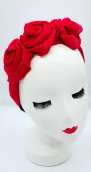 Stunning Red Fabric Rose Headband Fascinator