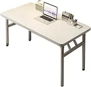 Folding Table Computer Conference Table, Rectangular Meeting Table with Metal Frame, Modern Portable Seminar Training Meeting Table Business Tables for Office(/White,80x50cm)