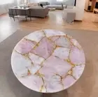 15"Round Rose Quartz Coffee Table Healing Crystal Stone Luxury Counter Slab Deco
