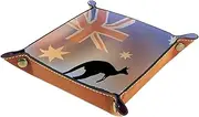 [DDJROW] Women Girls Leather Square Dish Trinket Plate Jewelry Tray, Kangaroo Mothers Day Birthday Gift