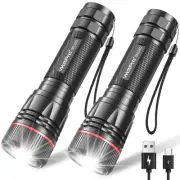 Rechargeable Flashlights High Lumens, 2 Pack 10H Long Lasting Super Bright ED...