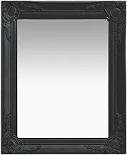 'vidaXL Wall-Mounted Baroque Style Mirror, Black - Ornately Designed, Sturdy Wood and Glass Material, Decorative Beveled Edge, 50x60 cm Dimensions