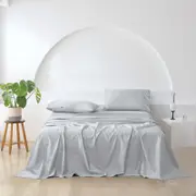 Essn 500TC Cotton Sateen Sheet Set Silver Double Bed