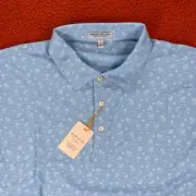 PETER MILLAR Polo Shirt Mens LARGE Shark Tooth Island Cottage Blue