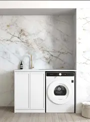 1300*600*900mm Otti Hampshire Matt White Base Laundry Cabinet With Stone Top And Sink