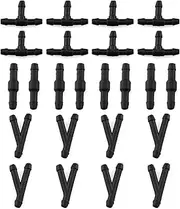 DGZZI Windshield Wiper Hose Connectors 24PCS Black Windscreen Washer Tube Connector Adapter (I-Type, T-Type,Y-Type)