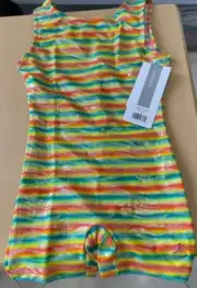 NWT Danskin Girls Sparkle Rainbow Gymnastics Shortall Size L 12/14 Year