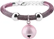 EVTSCAN Japanese Style Pet Collar Nylon Accessory Bell Collar for Cats with Extension Chain (Pink)