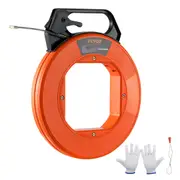 Fish Tape, 38.1 m Length, 4.5 mm, PET Wire Puller with Optimized Housing and Handle, Easy-to-Use Cable Puller Tool, Flexible Wire Fishing Tools for Walls and Electrical Conduit,