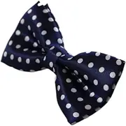 [Zasel] Boys Navy With White Polka Dots Patterned Bow Tie White, Navy