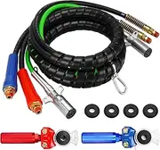 Autsurles 12ft 3 in 1 Trailer Air Line Hose Wrap Assembly with Handle Grip 7 Way Electrical Cable ABS & Power Air Line for Semi Truck Trailer Tractor