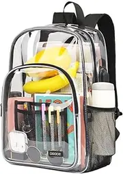 [Generic] Clear Bookbag - Casual Backpack PVC Bag | Large Capacity Book Bag School Bag Backpacks for School Work Sports Travel