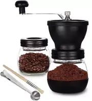 Manual Coffee Bean Grinder with Ceramic Burr, Hand Coffee Grinder Mill Small wit