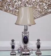 Quoizel Table Lamp & Pair Candlesticks Resin Regalia Finish
