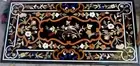 Pietra Dura Art Dining Table Top with Elegant Look Black Marble Reception Table