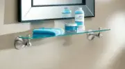 Over The Sink Bathroom Shelf Rags Soap Sanitizer Storage Glass Floating Shelving