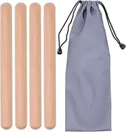 2 Pairs Classical Wood Claves Musical Percussion Instrument, 8 Inch Rhythm Natural Hardwood Sticks with a Carry Bag