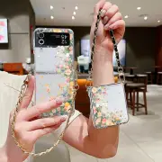 Shockproof Lanyard For Samsung Galaxy Z Flip6 Flip5 Flip4 Rose Flower Case Cover