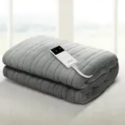 Giselle Electric Throw Rug Heated Blanket Fleece Grey