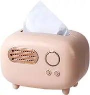 WAYUTO Vintage Radio Facial Tissue Box Cover Napkin Holder Decorative Napkin Storage Organizer Paper Towel Dispenser Container for Bathroom Car Office Desk Home Decor Bedroom Restaurant Pink