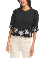 Karen Kane Embroidered Scallop Top