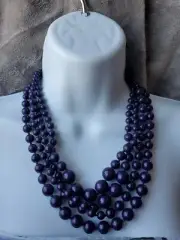 J.CREW Critter Clasp Bug Beetle Ladybug 4 Strand Purple Beaded Collar Necklace