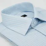 【金安德森】藍色條紋白緹花窄版長袖襯衫
