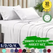 Superior Quality Cotton Bed Sheet Set Queen King Single Double 2000TC Bed Sheets