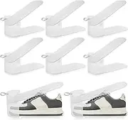 8 Pack Shoe Slots Organizer, Adjustable Shoe Stacker for Closet, Clear Shoe Space Saver, Anti Slip Stripe Design Shoe Rack Holder, Easy to Install Shoe Storage Organizers for Home Use