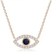 Blue Sapphire Evil Eye Pendant with Diamond Accents