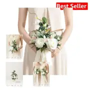 Durable 7-Inch White & Sage Wedding Bouquet - Perfect for Tossing & Keepsake