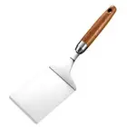 Stainless Steel BBQ Plate Grill Scraper Pancake Spatula With Wood Handle