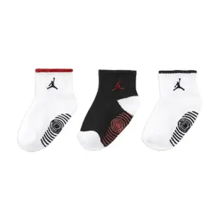 【NIKE 耐吉】短襪 Jordan Lightweight 白黑 小童襪 小朋友 襪底矽膠 抓地 襪子(JD2423045TD-001)