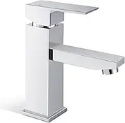 ACA International WELS Bathroom Tap, Chrome Bathroom Mixer Tap Square Solid Brass Basin Mixer Tap Bathroom Sink Tap, Lead-Free Bathroom Taps Faucets RV Bathroom Vanity Sink Taps(Chrome)