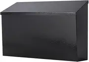 Decaller Wall-Mount Mailbox, Mail Box with Large Capacity, Rust-Proof Metal Post Box for Outside, Black