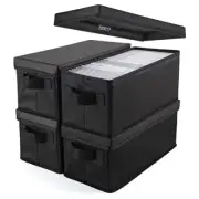 4 Pack CD Storage Box CD Case Container w/ Lids Holds 30 CDs in Full Jewel Cases