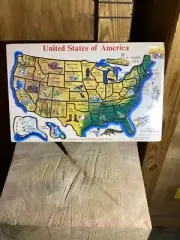 Melissa & Doug Deluxe Wood United States of America USA Map Puzzle New/Sealed