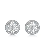 Genevive Silver CZ Halo Wreath Earrings