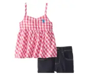 U.S. Polo Assn. Girls Baby Doll Top with Denim Shorts Cute Bundle Size 5 NEW
