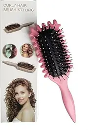 NASHRIO Curly Hair Brush, Bounce Hair Brush, Boar Bristle Hair Brush Styling Brush for Detangling Curl Define Styling Brush for Men and Women(Rose Pink)