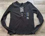 Target Art Class Beautiful Ribbed Long Sleeve Tee Shirt Size Large L 10 12 Black