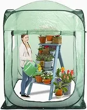 [Homodoskey] Pop Up Greenhouse Tent,Portable X-Large Walk-in Flower House ,Indoor Outdoor Gardening Plant Sunshine Room with PE Mesh Cloth Cover for Protecting Plant (162cm Tall Flower House Tent)