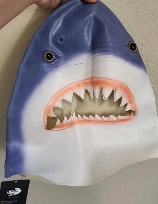 Shark Mask Adult Natural Latex Creepy Party Halloween Animal NEW One Size OSFM