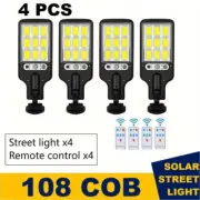 1/2/4-Pack Solar Street Lights, 108 COB LED Outdoor Wall Lights with Remote Cont