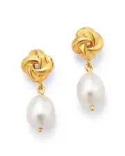 Bloomingdale's Fine Collection Cultured Freshwater Pearl Love Knot Drop Earrings in 14K Yellow Gold