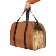 leather firewood carrier, leather log storage, leather log holder, wood carrier
