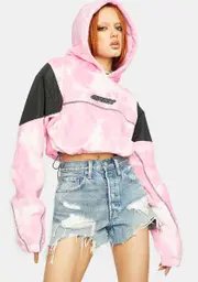 [GRIMEY] Space Lady Girl Polar Fleece Bleached Hoodie